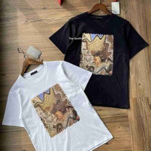 Moda Erkek Damga Deseni Thirt Kısa Kollu Mürettebat Boyun Erkekler Kadın Tasarımcısı Yaz Topton Tshirts Yüksek Kaliteli Mektup Baskı Polos Cas CA CA