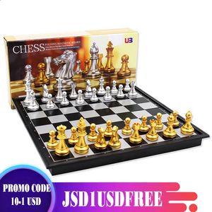 Chess Games Medieval Folding Classic Chess Set With Chessboard 32 Pieces Gold Silver Magnetic Chess Portable Travel Games For Adults Kid Toy 231118