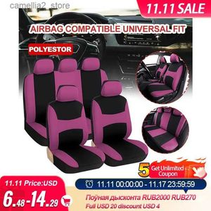 Bilstolskydd Universal Full Set Car Seat Covers Airbag Compatible Two-Tone Design Auto Protector Covers för Nissan Almera för Honda för Camry Q231120