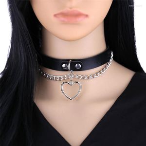 Girocollo 2023 Collana con colletto a cuore punk Catene con ciondolo in pelle PU Goth Gioielli fatti a mano sul collo