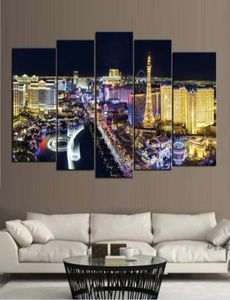 Nachtansicht von Las Vegas City, rahmenlose Gemälde, 5 Stück, ohne Rahmen, gedruckt auf Leinwand, Bild 60871702470407