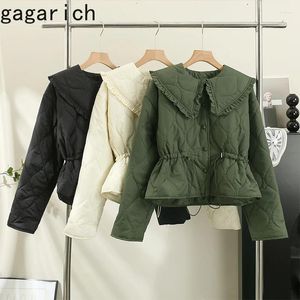 Women's Trench Coats Gagarich Fashion Korean Style Doll Collar Linger Cotton Jacket Women Autumn Winter 2023 Short Waist To Show Slim Top