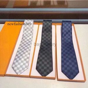 Мужские стеганые галстуки Damier, дизайнерский шелковый галстук в клетку с коробкой, черный, синий, белый, хороший галстук
