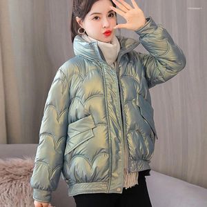 Women's Trench Coats Wash Free Glossy Down Cotton Jacket 2023 Autumn Winter Fashion Women Coat Casual Loose Big Pocket Short