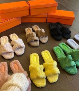 European and American Seven-Color Woolen Slipper Fashion Lamb Wool Outer Wear Flat Shoes Wholesale