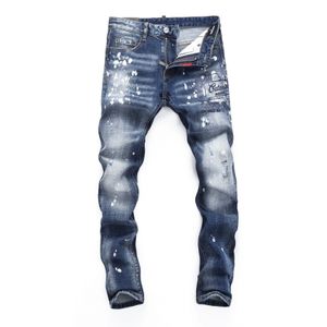 Mens Designer Jeans Angustiado Calças Slim Rasgado Biker Motocicleta Denim Para Homem Calças Longas Calças Streetwear Denim Skinny Slim Straight D Biker Jean