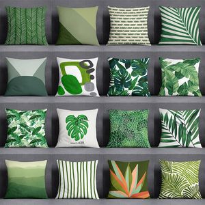 Cushion Decorative Pillow 45x45cm Green Leaf Series Gifts Home Office Furnishings Bedroom Sofa Car Cushion Cover case 230419