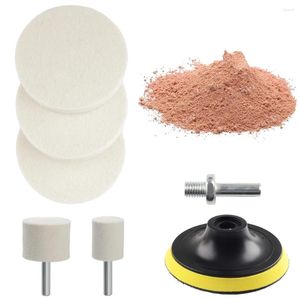 Soluções de lavagem de carro 8pcs kit de polimento de vidro removedor de arranhões de pára-brisa ferramenta de reparo de pó de óxido de cério almofada de polimento de cera