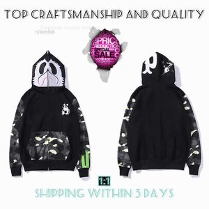 Topphantverk Herr Luvtröjor Apes Hoodie Designerjacka Shark Pullover Tiger Full Zip Färg Harajuku Sweatshirt Mode Cobranding Kamouflage Hoodysk76qo 91D