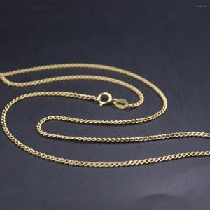 Цепи Реальная цепочка из желтого золота 18K для женщин 1,7 мм с твердым тонким обочин
