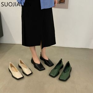 Suojialun الضحل فستان الربيع فم فم مسطح مربع زلة على المتسكعين السيدات أحذية عارضة Zapatos Mujer 230419 900