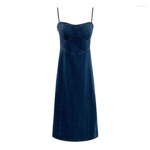 New Casual Dresses Women Denim Dress 2024 Spring High Waist Sleeveless Midi Female Outfit