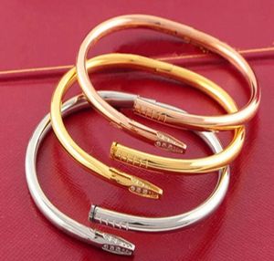 Thin Nail Designer Women's Male Gold Bracelet All Diamond Stainless Steel Jewelry Allergy Free Fast