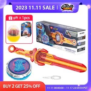 4d Beyblades Nado 6 Standardpaket Blazing War Bear Glowing Metal Spinning Top Gyro med Monster Icon Sword er Anime Kid Toy 231120