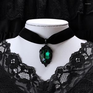 Choker Gothic Venom Crystal Cameo Necklace For Women Fashion Witch Jewelry Accessorie Gift Goth Alternative Green Velvet