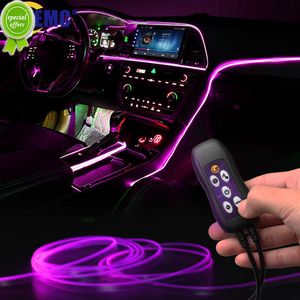 USB araba iç ışıkları 64 renk optik fiber şeritler Birden fazla mod ses kontrolü rgb dekoratif ortam lambası araba neon ışık