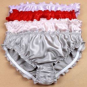 Kadın Panties Yaz Üst düzey Kadınlar Doğal İpek Külot% 100 Mulberry Silk Lotus Yaprak Kenarı Saten Waist İç Nefes Alabilir Kılavuz Pantolon 230420