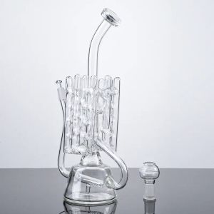 Disponibile 10 pollici Clear Recycler Narghilè unici Bong d'acqua Pipa Swiss Inline Perc Oil Dab Rig Bong in vetro Accessori per fumatori 14mm Maschio LL