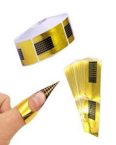 Unhas Falsas 500 pcs Francês Prego Forma Dicas Acrílico UV Gel Extensão Curl Builder Adesivo Guia de Arte Molde Manicure DIY Tool6695534