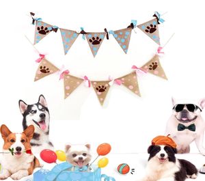 犬の足のドットペナントバナーバンティングガーランドバナーペットパーティーの装飾ペット誕生日旗吊り下げ飾り4434805