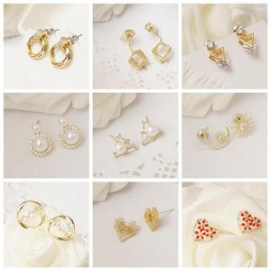 Ohrstecker 10Pairs Gold / Silber Farbe Großhandel Top-Qualität temperamentvolle tägliche Arbeit Schmuck Piercing Ohrring für Frauen Damen