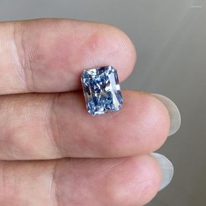 Diamantes soltos cor meisidiana 8x10mm 4 karat radiante cortada moissanita azul profundo preço diamante por quilate