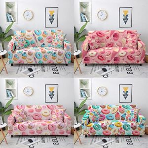 Chair Covers Donut Print Sofa Cover Stretch Dustproof Case Cute Funny Slipcover Protector For Living Room Decor Home Accessories