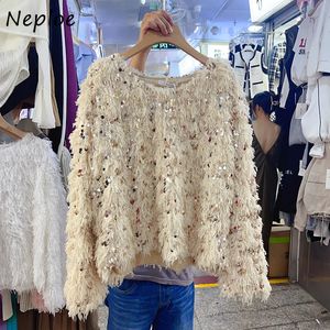 Womens Jackets Neploe French Little perfume Style Sequin Feather Tassel Coat Autumn Loose High Temperature Unique Jacket 231118