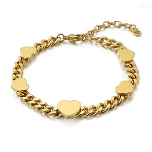 Charm Bracelets Fashion Women Lovers Color Rose Gold Hearts Stainless Steel Five Chain Pulseras Jewelry For A Gift