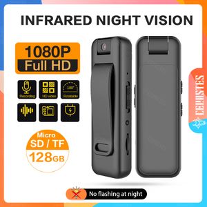 Sports Action Video Cameras CERASTES Mini Camera Full HD 1080P Micro Body Camcorder Night Vision DV Video Voice Recorder With 180 Rotating Len 230420