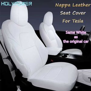 Bilstolskydd Nappa Leather Seat Cover för Tesla Model 3 Y 2019 - 2022 Partihandel High End Customization Four Seasons Car Interior Accessories Q231120