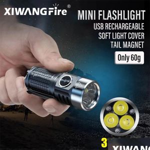 Outdoor Gadgets Outdoor Gadgets 2000Lm Super Bright Led Flashlight Rechargeable Keychain Portable Light Cam Fishing Torch With Magnet Dhrjk