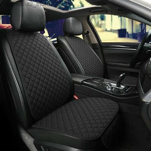 Car Seat Covers Flax Car Seat Cover With Backrest and Pocket Car Interior Accessories Linen Cushion Front Auto Seat Protection Pad Q231120