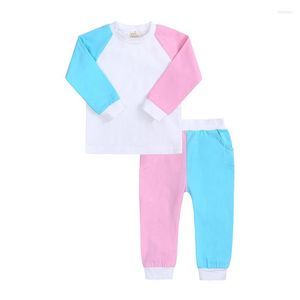 Completi di abbigliamento Set di tute stile 2023 Per bambini Vestiti per ragazze neonate Pantaloni a contrasto di colore Top Tuta sportiva da pigiama