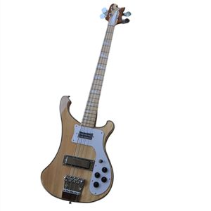 Guitarra baixa elétrica de cor de madeira natural de 4 cordas com hardware cromado oferta logotipo/cor personalizada