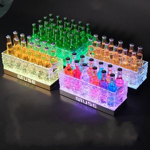 Ice Rock LED Luminous Ice Bucket Nightclub Champagne whisky Frame Transparent Drinks Beer Cooler Wedding bar accessories