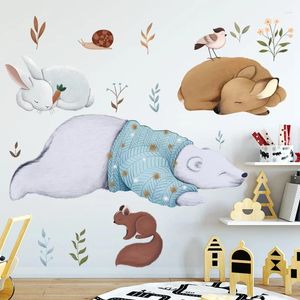 Adesivos de parede Grande urso polar esquilo animais para crianças bebê quarto decalques ins arte murais decoração de casa 55/90cm