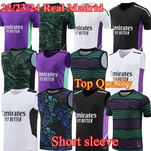 2023 Reral MadridS Fatos de treino de manga curta conjunto TRAINING suit 23/24 NOVO BENZEMA colete masculino fato de treino de futebol chandal futbol surveyement Roupa desportiva de alta qualidade