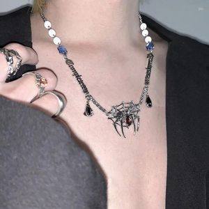 Ожерелья с подвесками VIVILADY, панк, готический, светоотражающий жемчуг, имитация кристалла, ожерелье-паук, цепочка на ключицы для женщин и мужчин, ювелирные изделия, вечерние