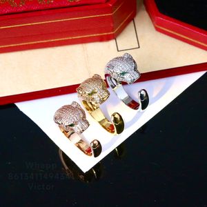 Panthere-Ring für Herren, offizieller Designer-Diamant, freie Größenanpassung, Reproduktionen von Schmuck, vergoldeter 18-Karat-Schmuck, modischer, klassischer Stil, Premium-Geschenke mit Box 018