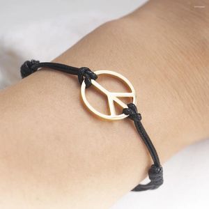 Charm Bracelets Classic Peace Symbol For Women Punk Sign Adjustable Handmade Weave Rope Bracelet Men Personality Party Jewelry