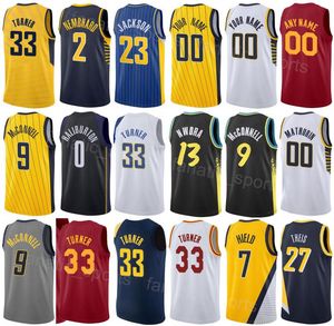 Tryck basketmän ungdom Aaron Nesmith Jersey 23 City Tyrese Haliburton 0 Myles Turner 33 Andrew Nembhard 2 TJ McConnell 9 Nwora 13 Bennedict Mathurin 00 Team Sale