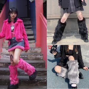 Gaiter Girls Harajuku fur Winter furry Leg Warmer Lady Stockings Gothic Lolita cosplay sweet Warm Boots warmers 231120