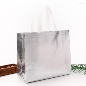 Shopping Bags In Stock 10pcs Reusable Non-woven Supermarket Grocery Packaging Eco Friendly Laminated Pp Woven Tote 31 12 28cm