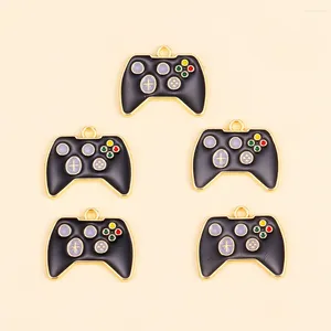 Charms 10 Stück 20 26 mm schwarze Emaille-Gamepads für Schmuckherstellung, Retro-Spiel, Griff, Ohrringe, Schlüsselanhänger, DIY-Handwerkszubehör