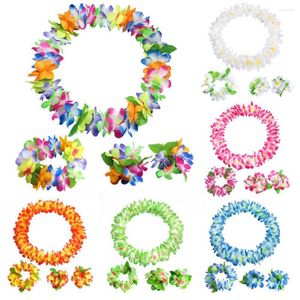 Flores decorativas 4pcs/conjunto chique havaiano Lei reutilizável Garland bandana vibrante Decorações de cores Kit Bracelets