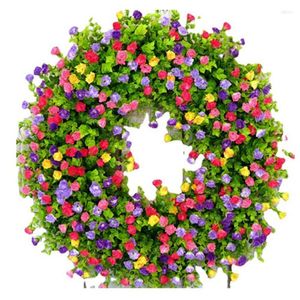 Decorative Flowers Farmhouse Colorful Cottage Wreath Spring Hanging Ornament Durable And Stable Beautiful Artificial