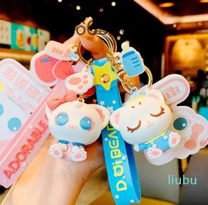 Creative Cartoon Men's and Women's Car Wallet Bag Handmade Keychain Silicone Cute Cat Big Eye Doll Pendant Accessories