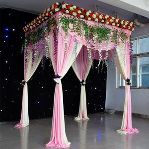 Upscale Wedding DIY Decoration Four Corner Pavilion Double Crossbar Stand Metal Ritual Veil Shelf For Party Site Layout