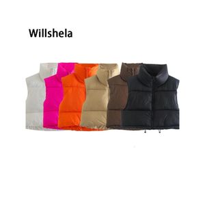 Women'S Vests Womens Willshela Women Fashion High Neck Cropped Waistcoat Puff Vest Casual Woman Sleeveless Jacket Chic Lady Winter W Otvki